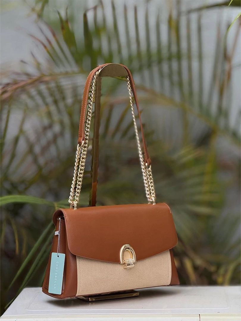 Chrisbella Chain Accent Shoulder Bag